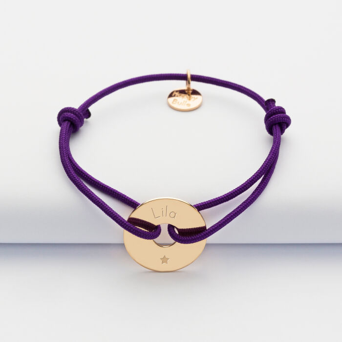 Bracelet enfant personnalisé médaille gravée plaqué or cible 16mm - prénom 3