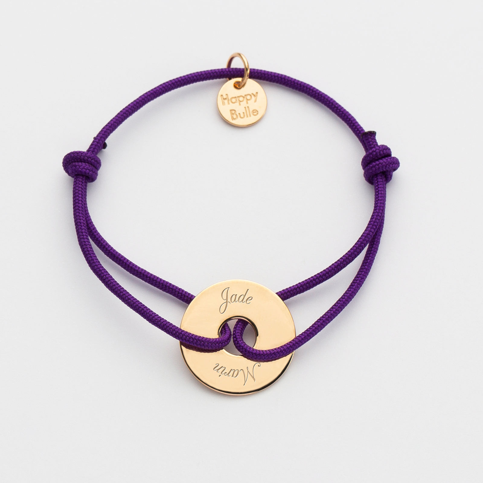 Personalised Children's Cord Bracelet with Engraved Gold-Plated