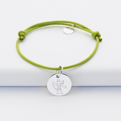 Bracelet enfant personnalisé médaille gravée argent  15 mm - dessin