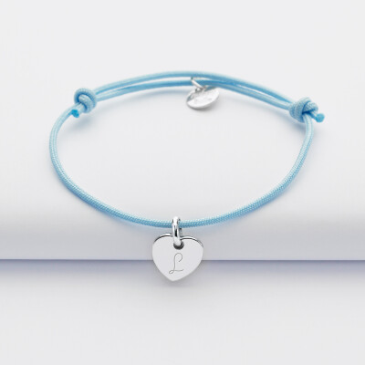 Bracelet enfant personnalisé médaille gravée coeur argent 10 mm - 1