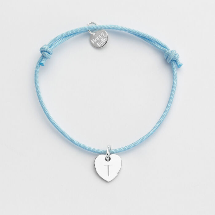 Bracelet enfant personnalisé médaille gravée coeur argent 10 mm - 2