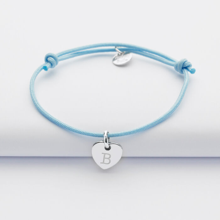 Bracelet enfant personnalisé médaille gravée coeur argent 10 mm - 3