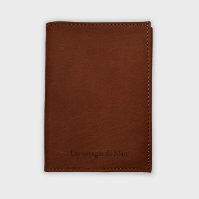 Protège passeport personnalisé couleur Fauve - texte