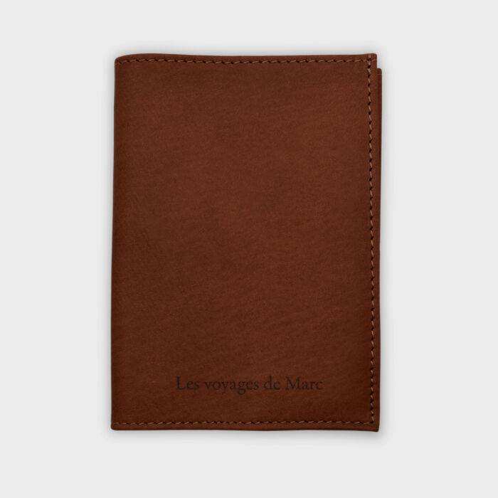 Protège passeport personnalisé couleur Fauve - texte