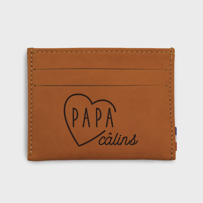Porte-carte personnalisé cuir couleur Caramel 9,7x7,3cm - illustration