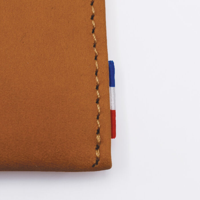 Porte-carte personnalisé cuir couleur Caramel 9,7x7,3cm - Fr