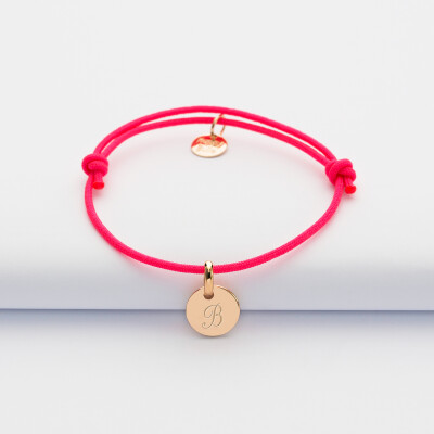 Bracelet enfant personnalisé médaille gravée plaqué or 10 mm - 1