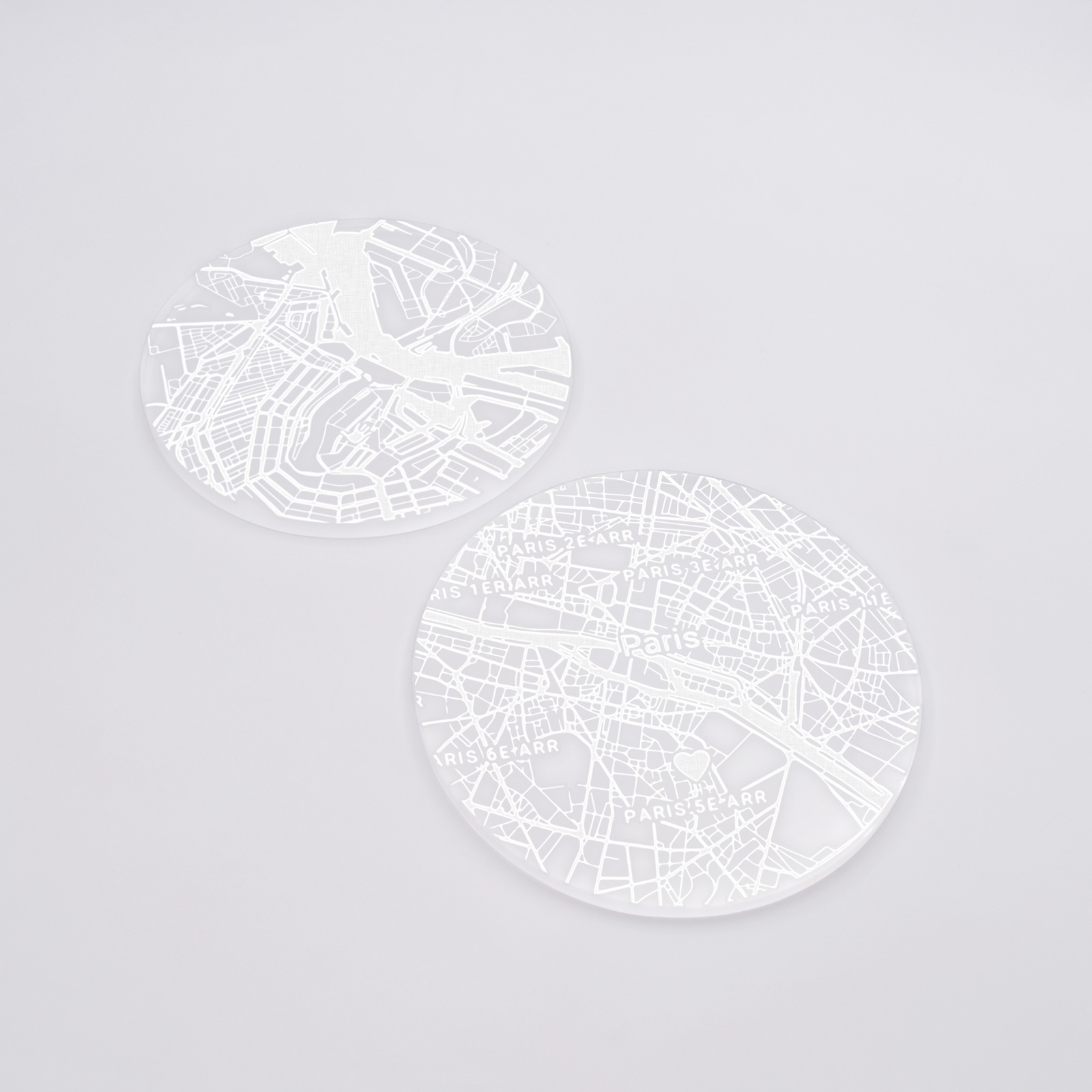 Round Map Coaster Set of 2 Personalised Engraved Acrylic