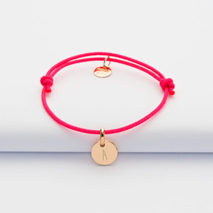 Bracelet enfant personnalisé médaille gravée plaqué or 10 mm - 3