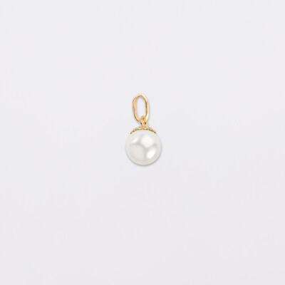 Breloque perle nacre plaqué or 8 mm