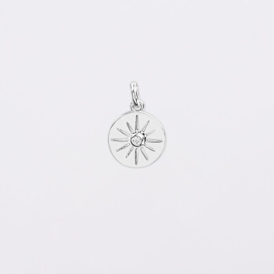 Breloque soleil scintillant argent 14 mm