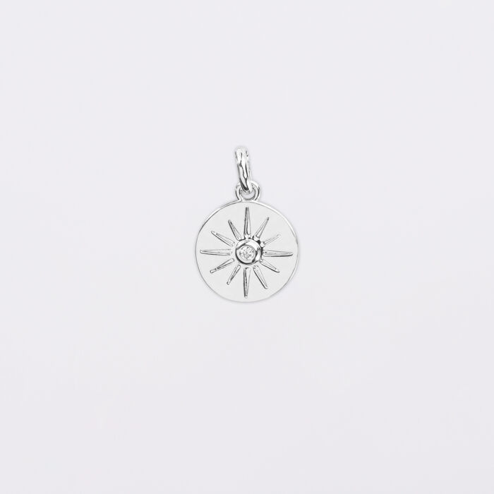 Breloque soleil scintillant argent 14 mm