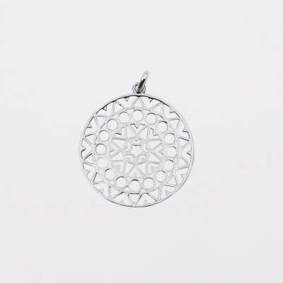 Breloque arabesque ajourée argent 27 mm