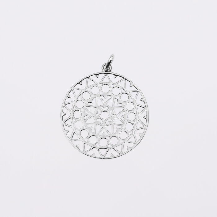 Breloque arabesque ajourée argent 27 mm