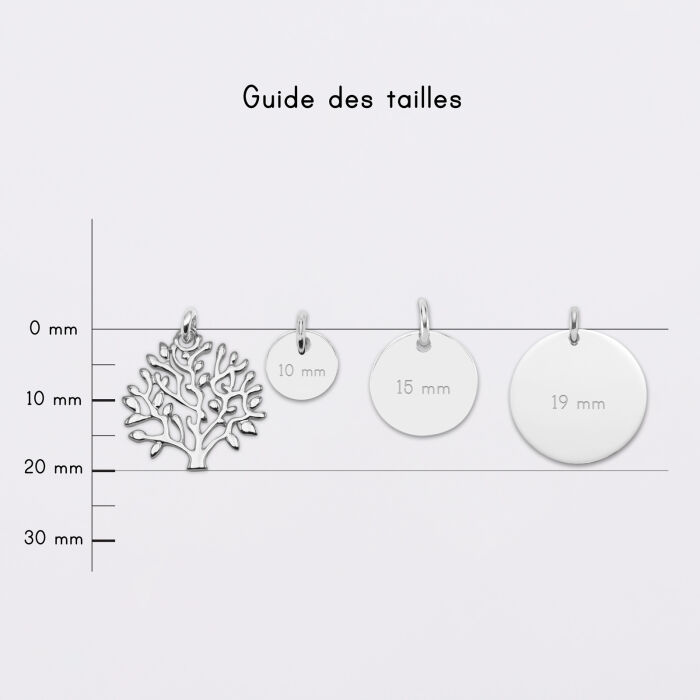 Breloque arbre de vie argent 20 mm - guide des tailles médailles