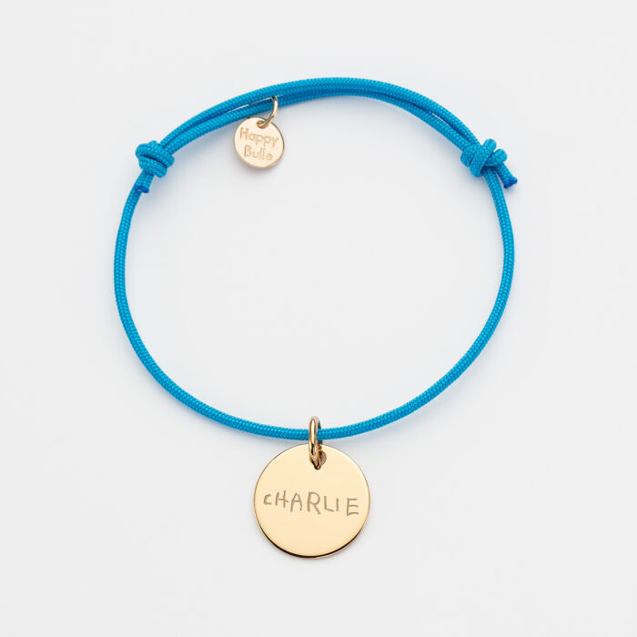 Bracelet enfant personnalisé médaille gravée plaqué or 15mm - écrits