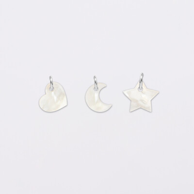 Breloque nacre argent 10 mm - trio