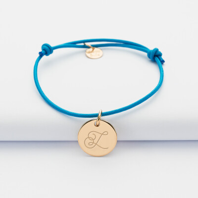 Bracelet enfant personnalisé médaille gravée plaqué or 15mm - illustration Bracelet enfant personnalisé médaille gravée plaqué or 15mm - illustration