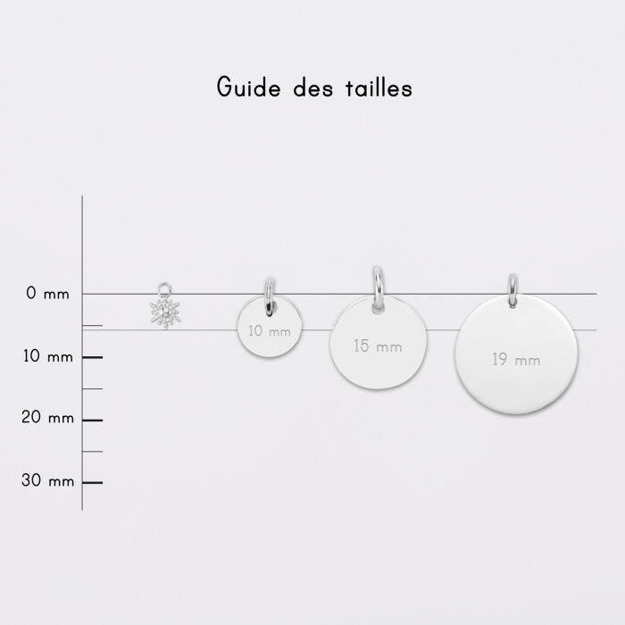 Breloque étoile brillante argent 6 mm - guide des tailles médailles