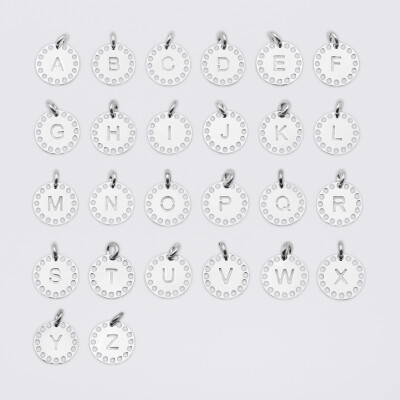 Breloque lettre initiale dentelle argent 14 mm