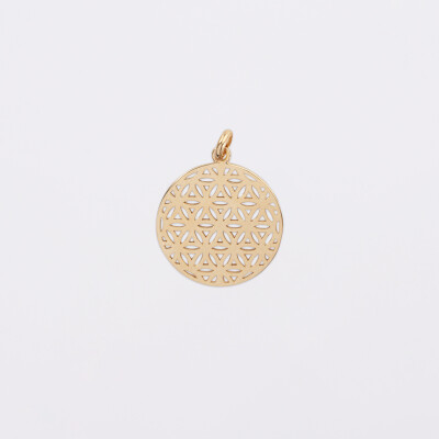 Breloque fleur de vie plaqué or 19 mm