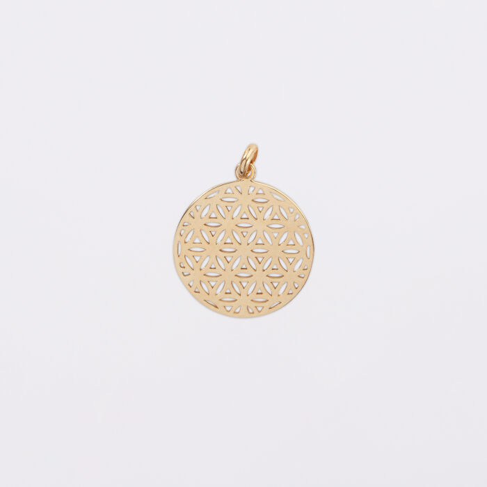 Breloque fleur de vie plaqué or 19 mm