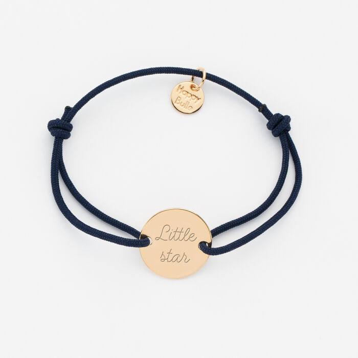 Bracelet enfant personnalisé médaille gravée plaqué or 2 trous 15mm - texte