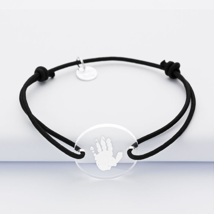 Bracelet personnalisé médaille gravée acrylique ronde 2 trous 21mm - empreinte