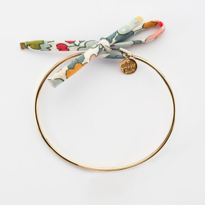 Bracelet jonc plaqué or et cordon Liberty -) plat