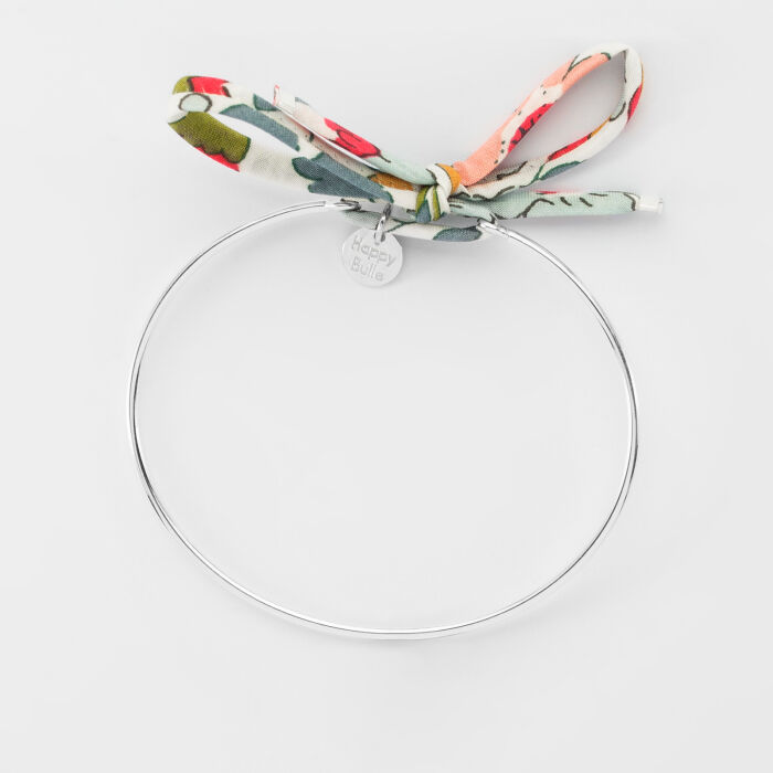 Bracelet jonc argent et cordon Liberty à plat