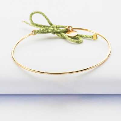 Bracelet jonc plaqué or et cordon pailleté