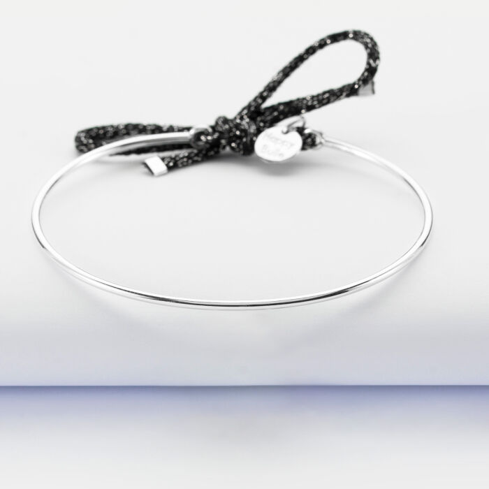 Bracelet jonc argent et cordon pailleté