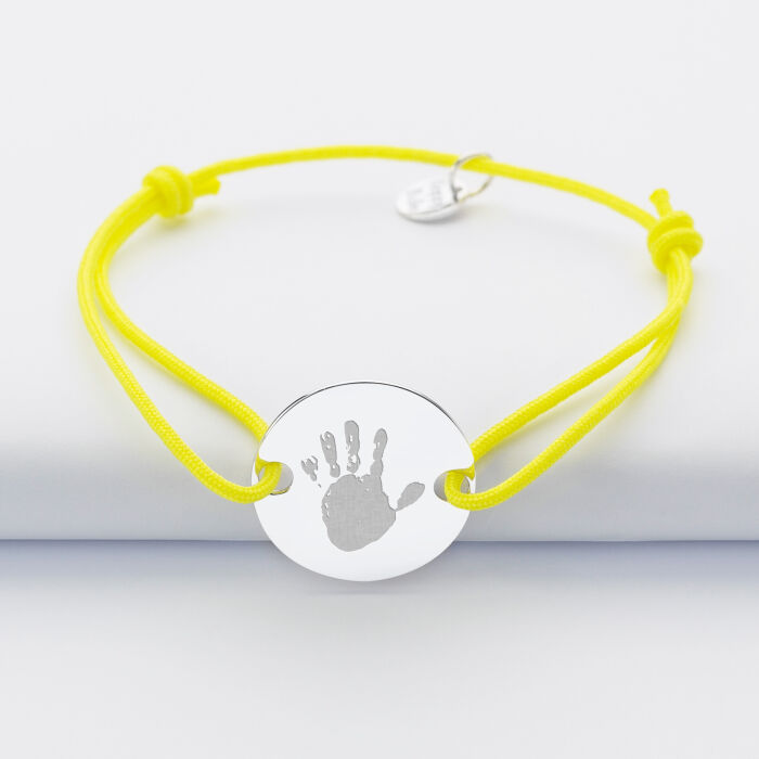 Bracelet personnalisé médaille gravée argent 2 trous 20mm empreinte