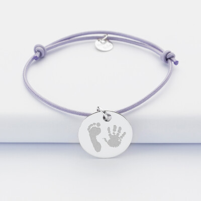 Bracelet personnalisé médaille gravée argent dormeuse 19mm empreintes