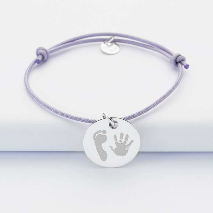 Personalised engraved silver medallion sleeper bracelet 19mm imprints