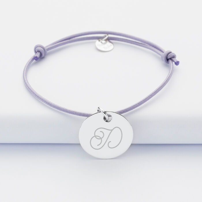 Personalised engraved silver medallion sleeper bracelet 19mm illustration