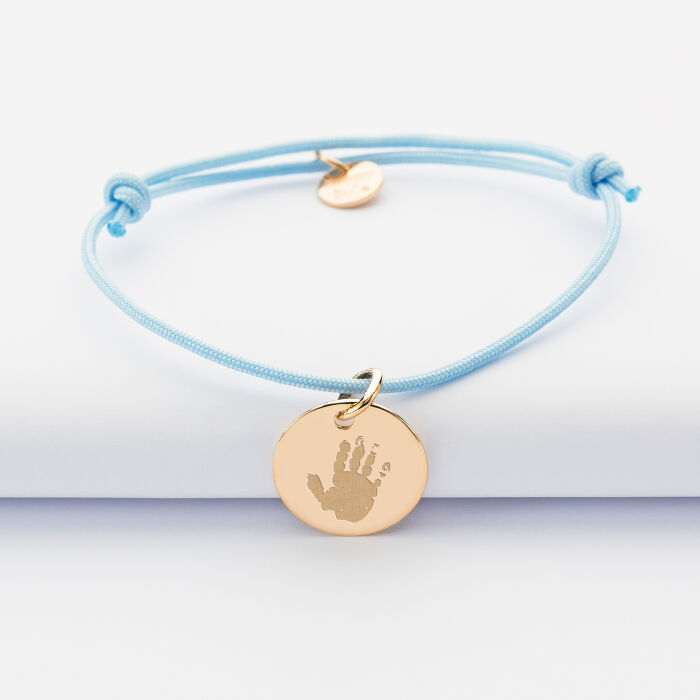 Personalised engraved gold plated sleeper medallion bracelet 15mm imprint