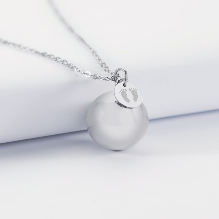 Bola de grossesse personnalisé médaille gravée acier 10 mm - pieds