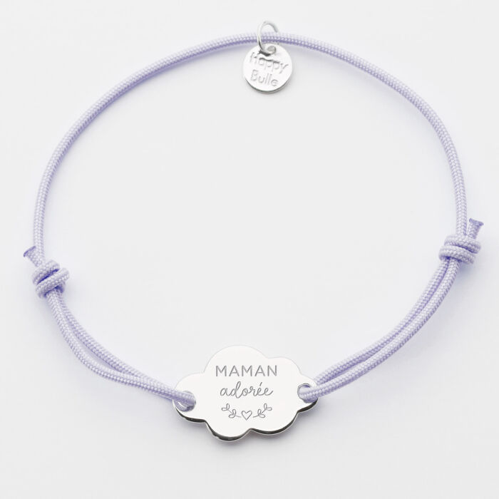 Bracelet personnalisé médaille gravée argent nuage 2 trous 20x14 mm - illustration