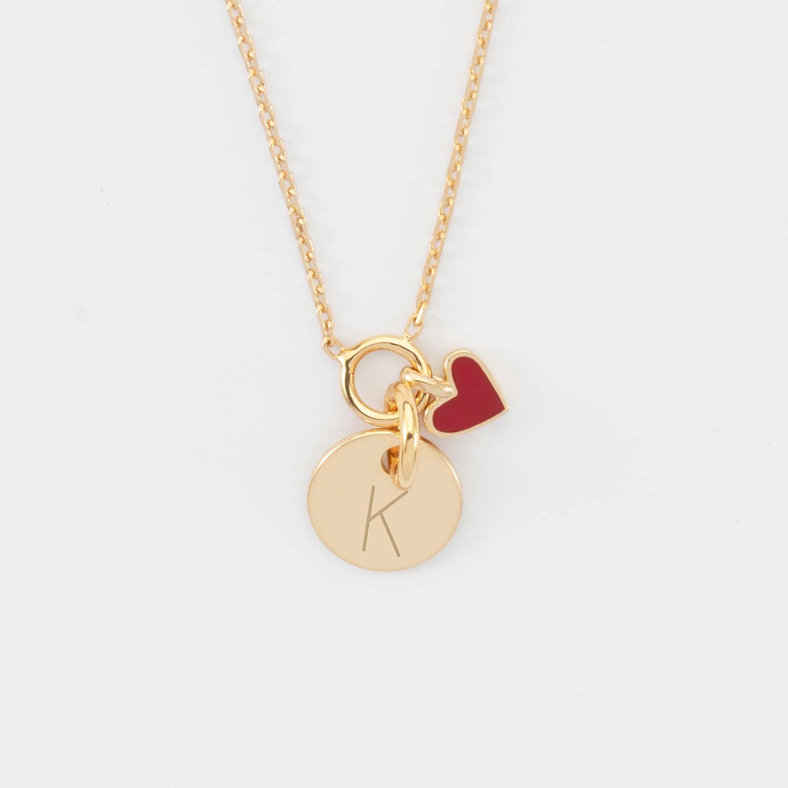 Pendentif Cœur En Or Plaqué Avec Lettre K - Médaillon De 1,5 Cm - Occasion En Bel état