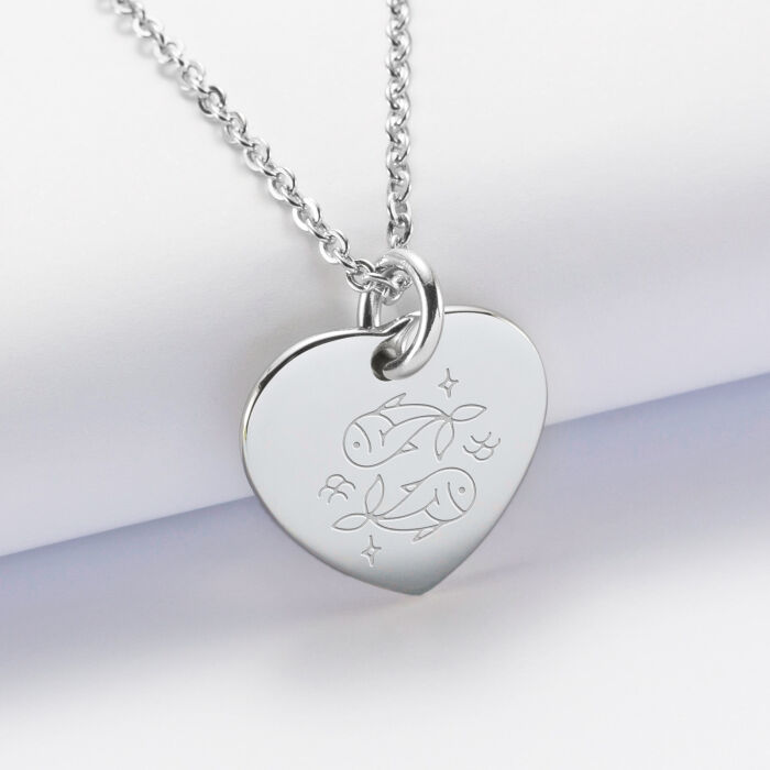 Pendentif personnalisé médaille gravée acier coeur 20x18 mm - illustration
