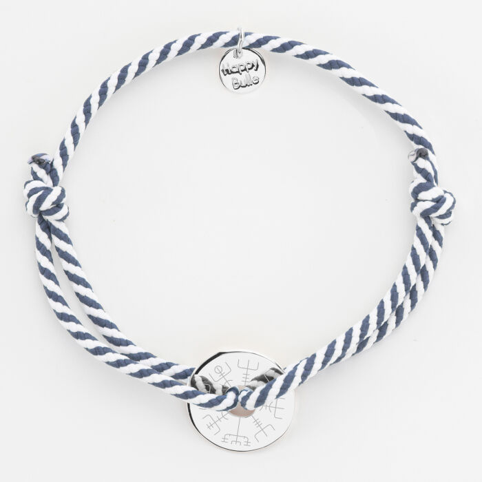 Bracelet homme personnalisé cordon marin tressé médaille gravée argent cible 16 mm - illustration