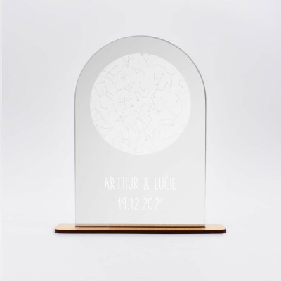 Cadre ciel étoilé personnalisé acrylique gravé miroir argenté 10x15 cm - prénoms et date