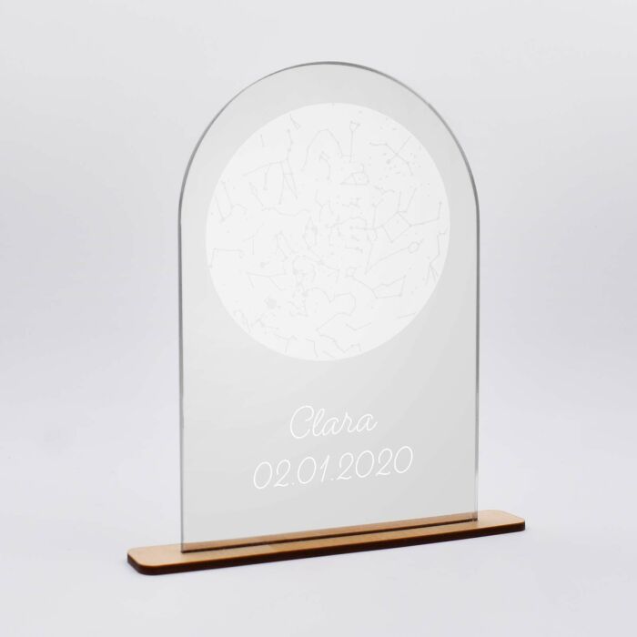 Cadre ciel étoilé personnalisé acrylique gravé miroir argenté 10x15 cm - prénom et date