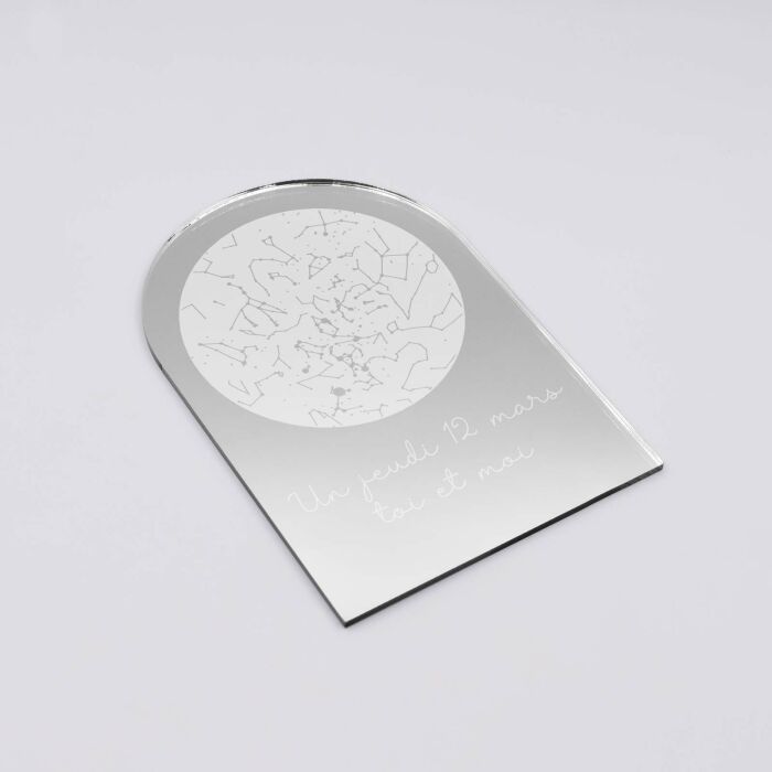 Cadre ciel étoilé personnalisé acrylique gravé miroir argenté 10x15 cm - un jeudi