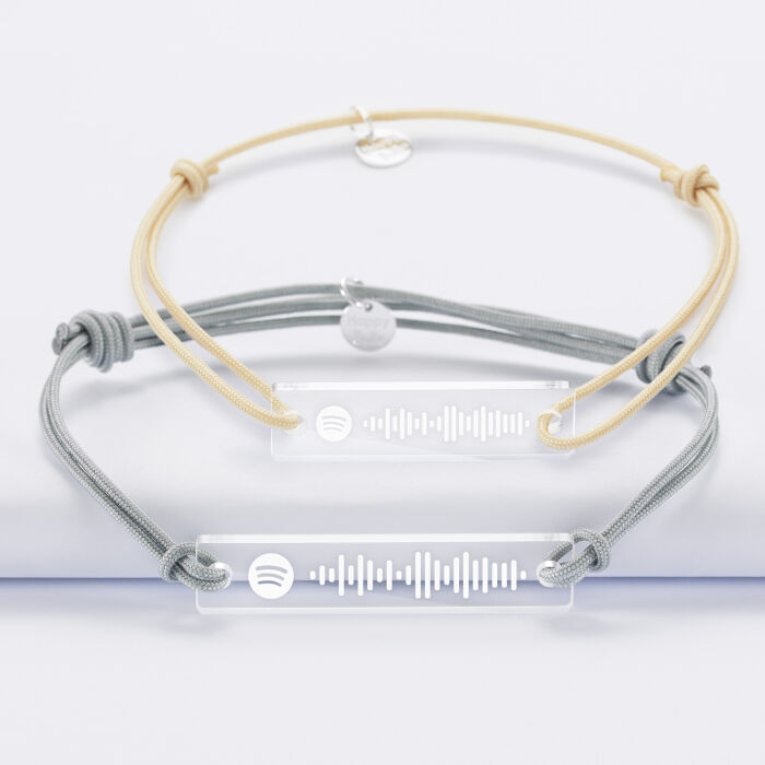 Duo de bracelets médailles gravées acrylique Spotify - chanson 2