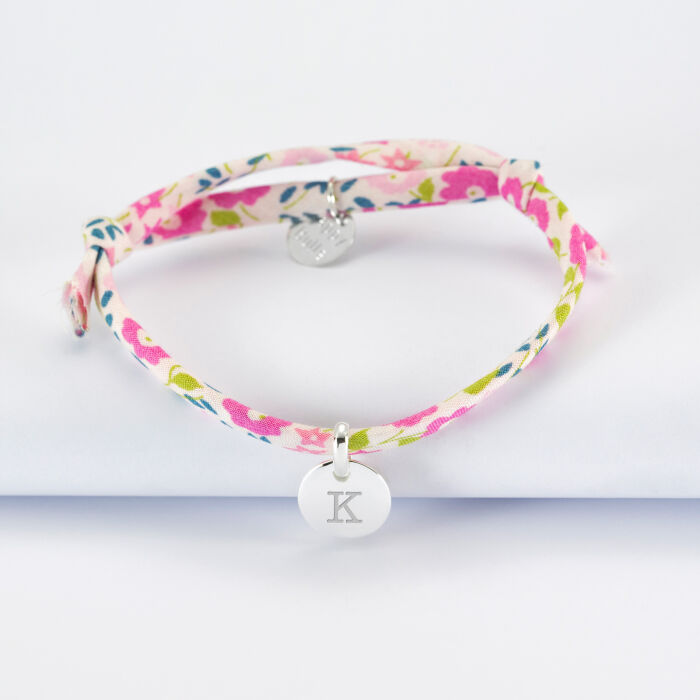 Personalised children's engraved initial silver Liberty medallion bracelet 10mm - 3