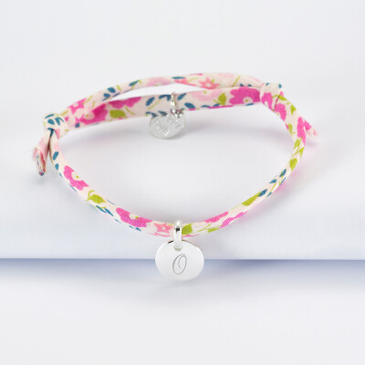 Personalised children's engraved initial silver Liberty medallion bracelet 10mm - 1