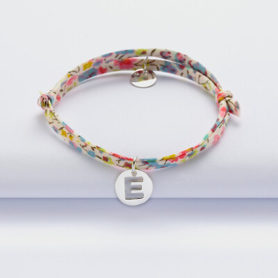 Bracelet enfant personnalisé Liberty médaille lettre initiale argent 11mm - 1 Bracelet enfant personnalisé Liberty médaille lettre initiale argent 11mm - 1