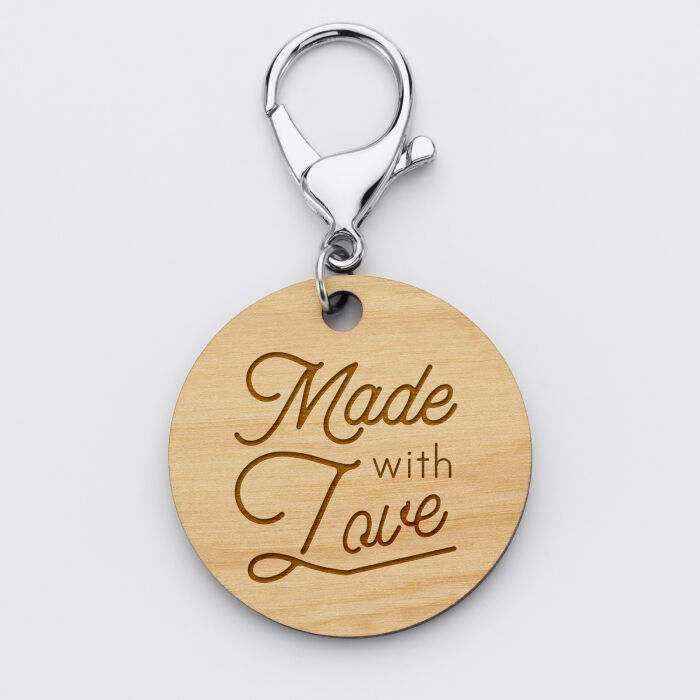 Porte-clés gravé bois médaille ronde 50 mm - Edition spéciale "Super Parrain" - illustration